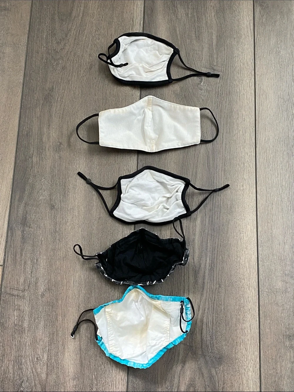 5 Face Mask Set in Black, Black Patterned, and Blue Tie-Dye - Picture 2 of 2